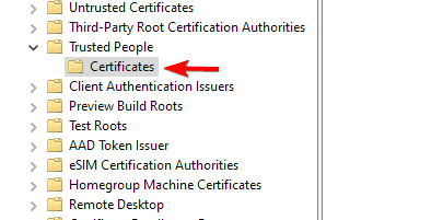 certificados de pessoas confiáveis