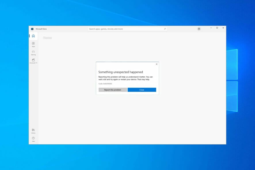 Microsoft Store Fehlercode 0x803fb005