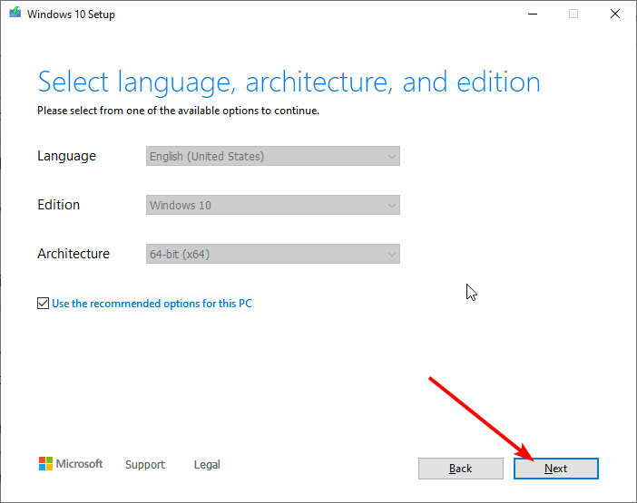 язык восстановления windows 10