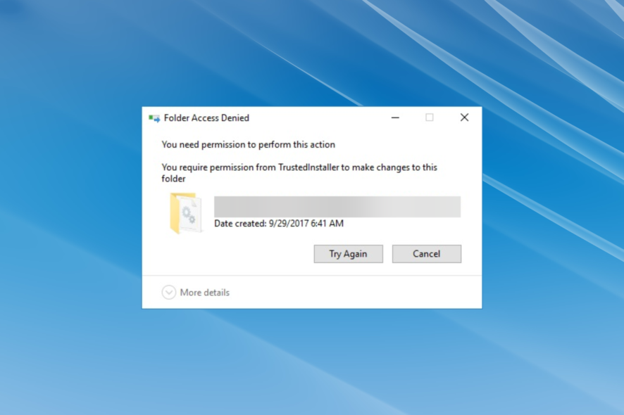 Fehlerbehebung, Sie benötigen die Berechtigung von TrustedInstaller in Windows