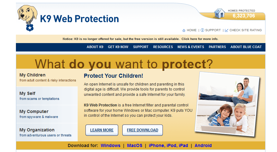 브라우저가 가져오는 자료를 제한하는 K9 Web Protection 소프트웨어