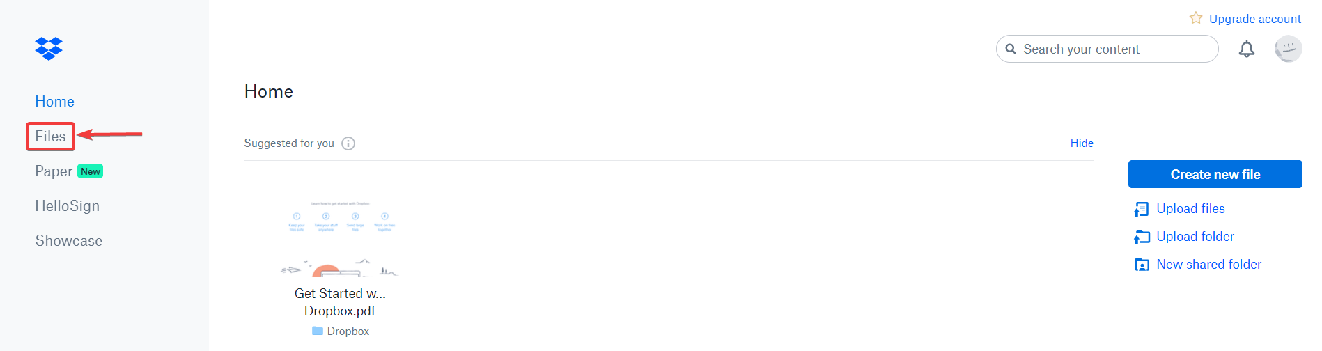 sezione file dropbox