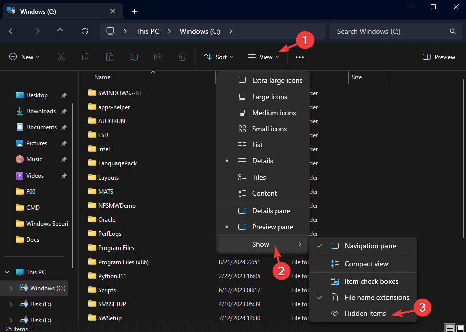 Verborgene Elemente anzeigen - geForce Experience Treiber-Download-Standort