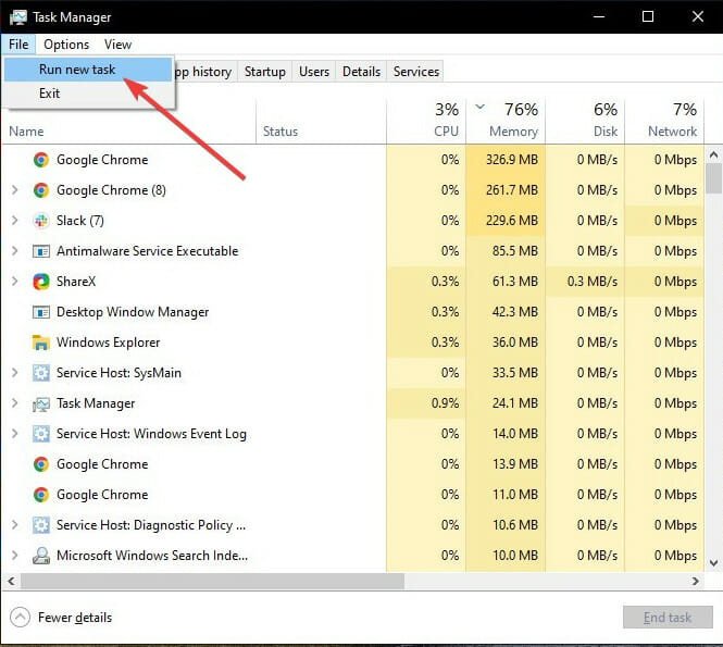 Run new task