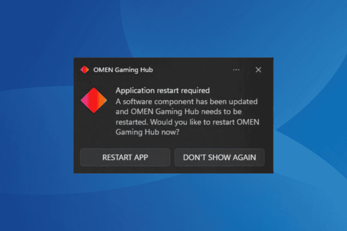 omen gaming hub aplicação reinício necessário