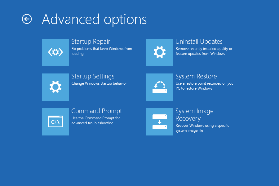 modo de recuperação no Windows 10