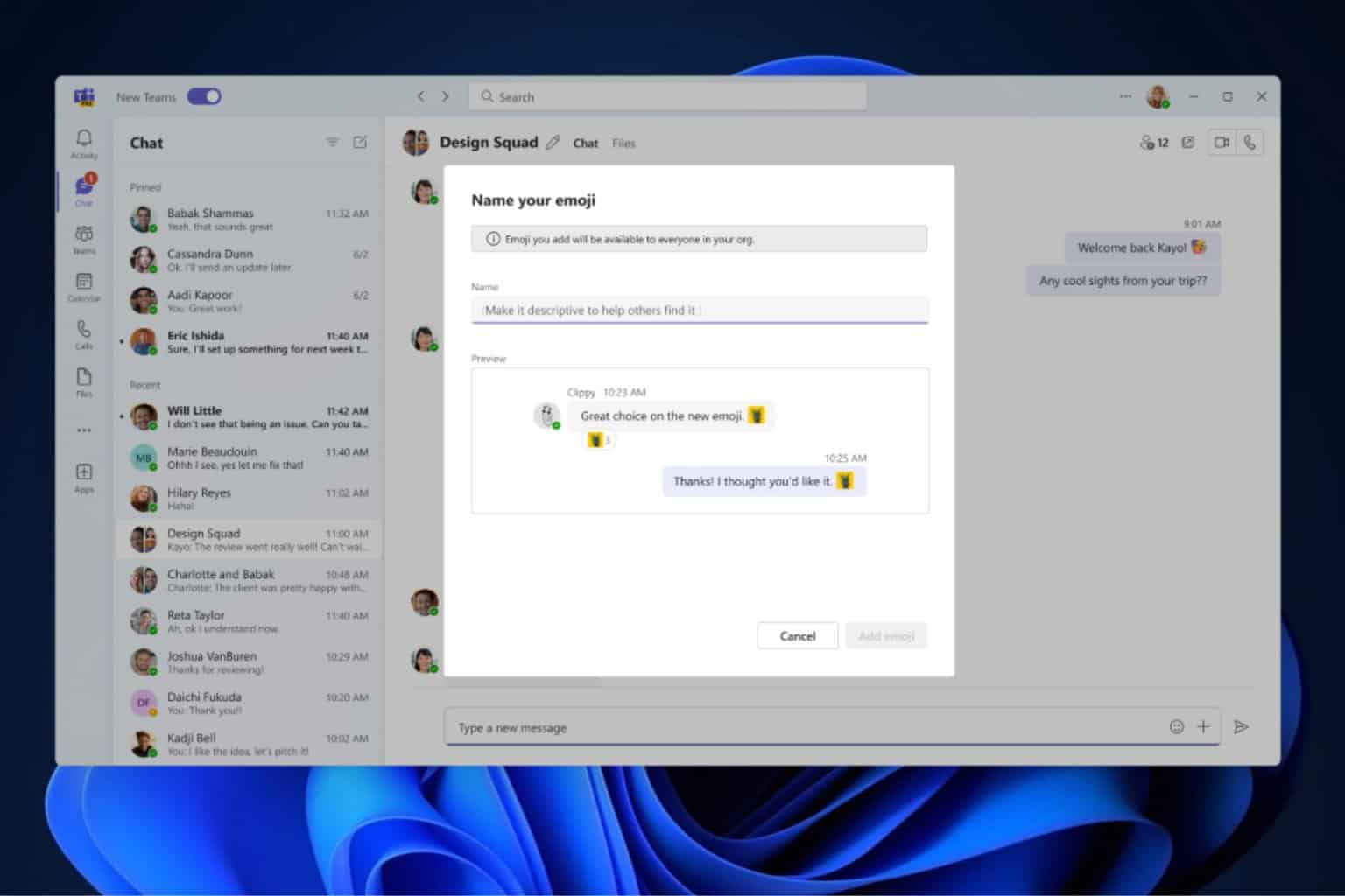 Microsoft teams 맞춤 이모지
