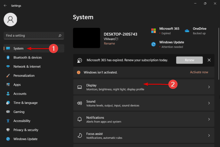 configurações de exibição w11