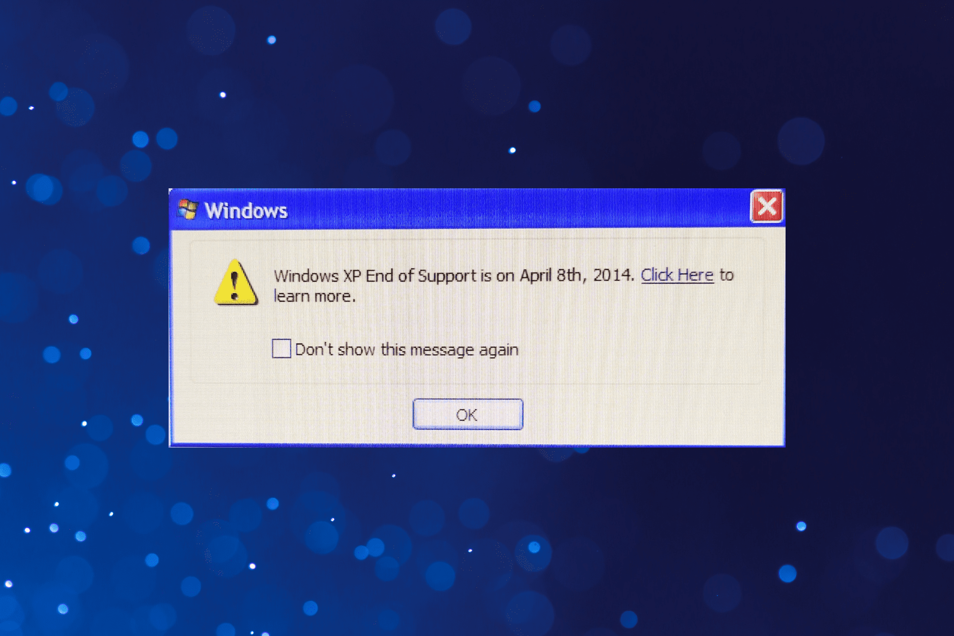 Напоминание об окончании поддержки Windows XP