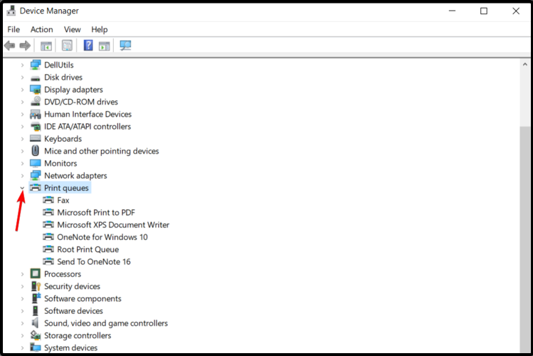 print queues device manager