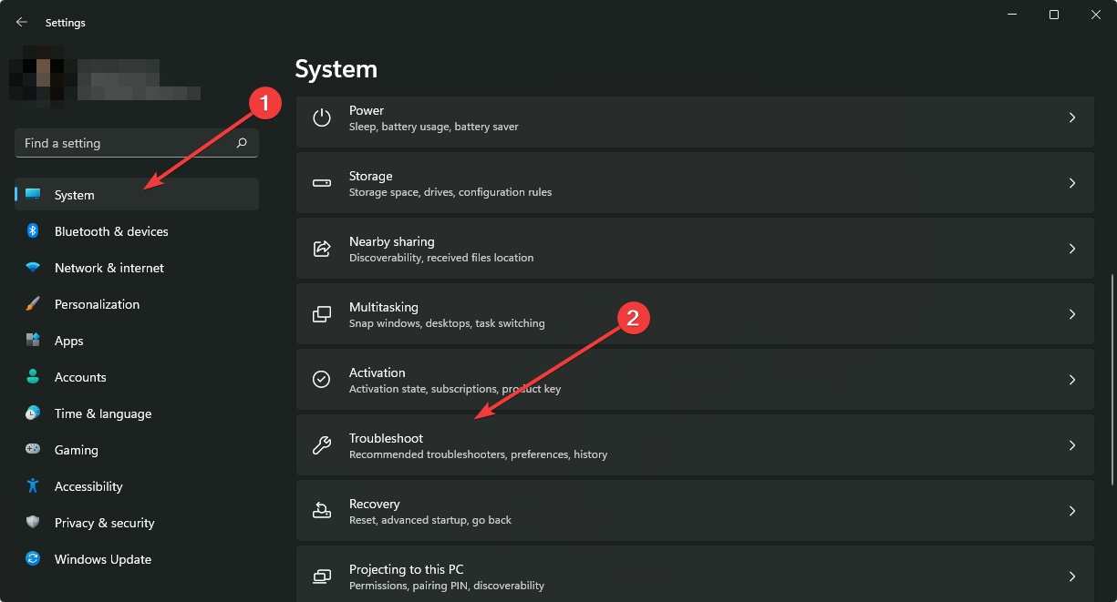 indo para sistema e solução de problemas nas configurações do windows 11