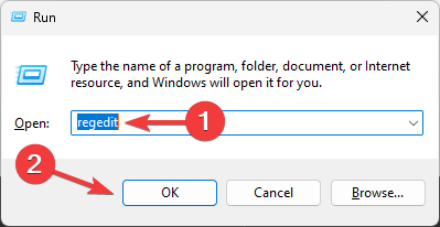 Regedit run window
