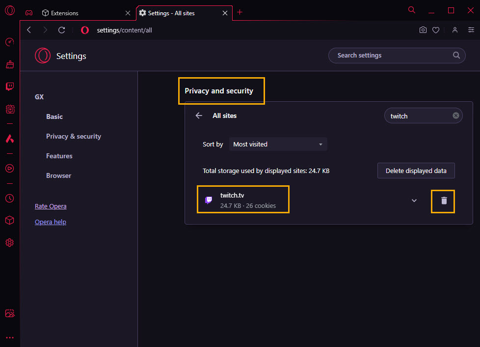 delete twitch tv
