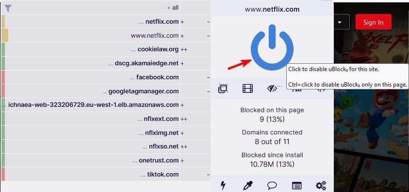 ublock disable netflix