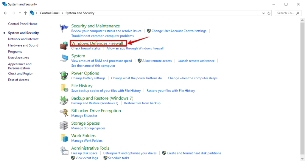 Firewall do Windows Defender