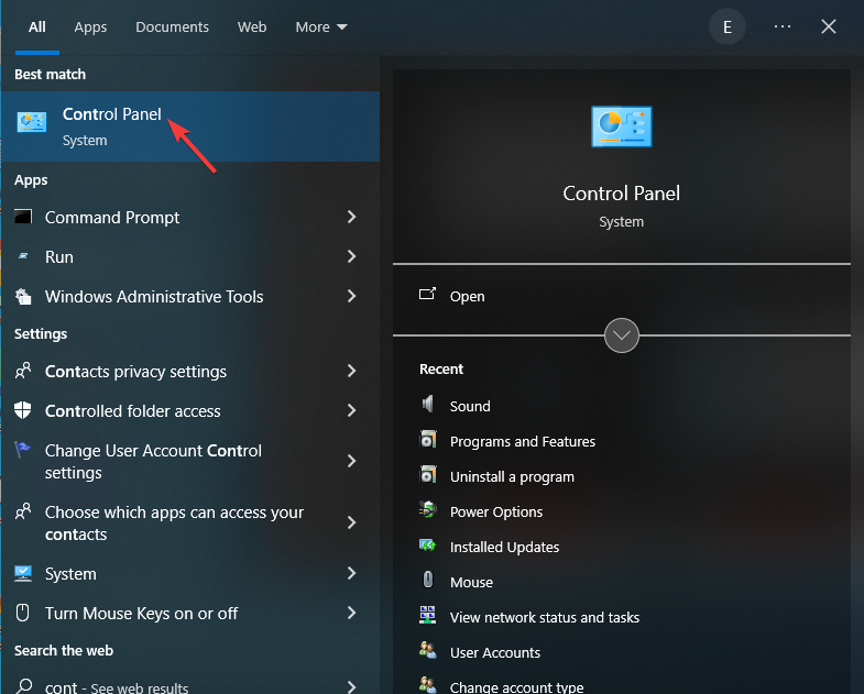 Control Panel  app - repair app and program Windows 10