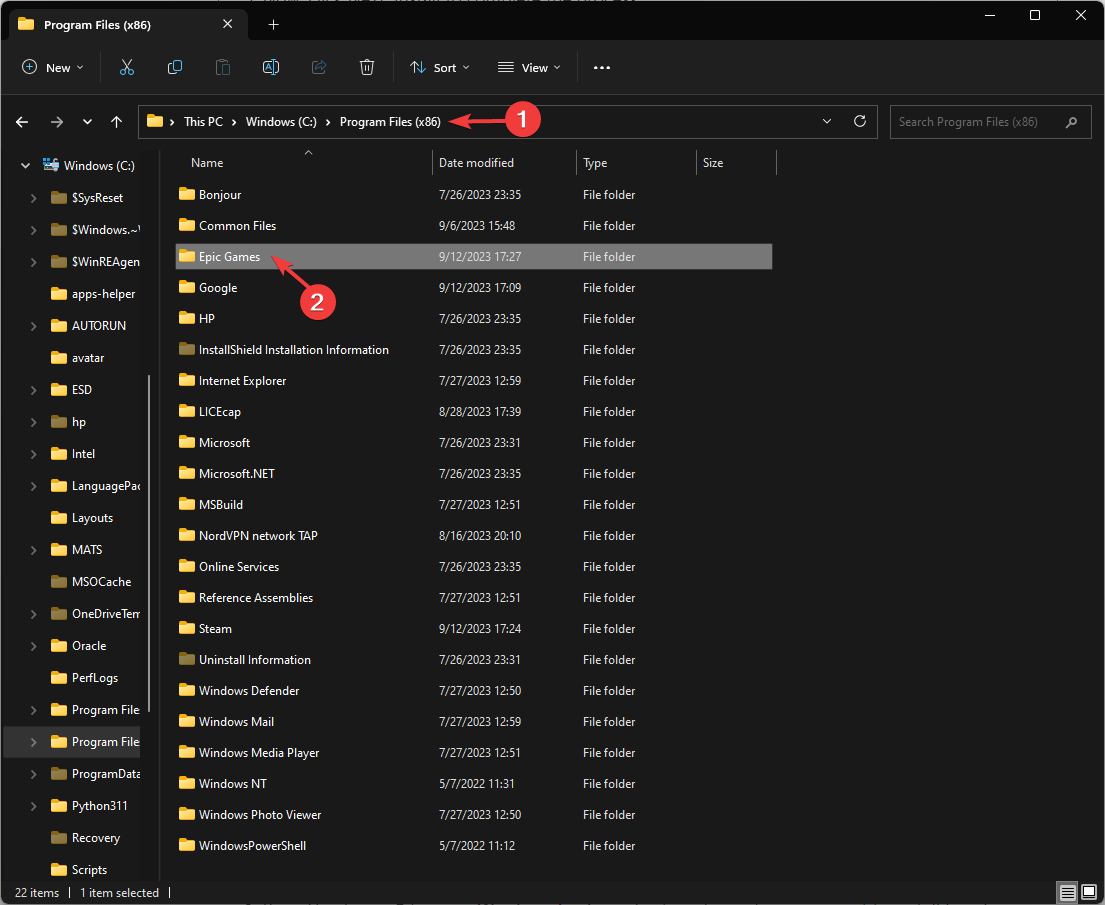 Delete the folder