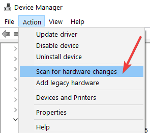 Geräte-Manager nach Hardwareänderungen suchen