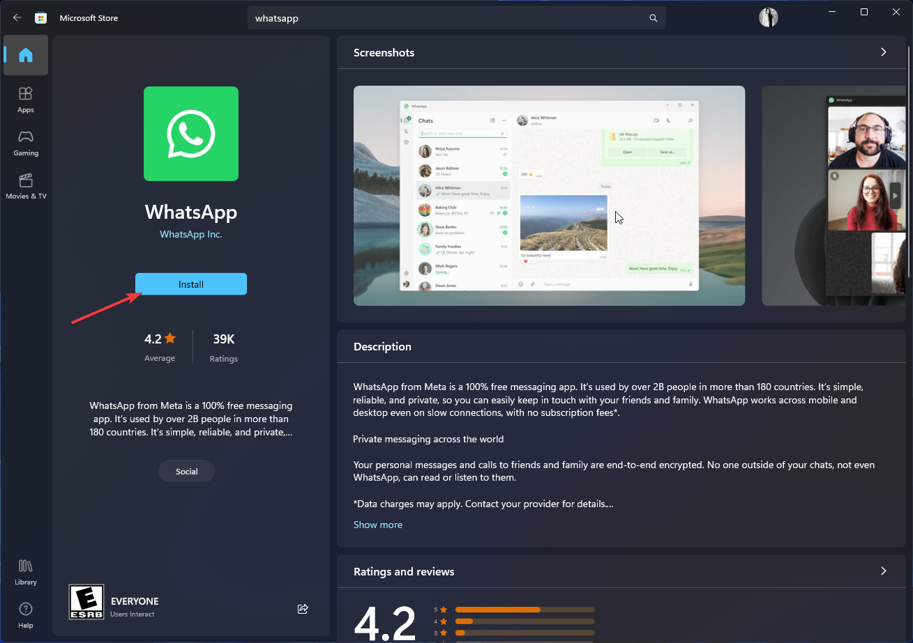 Instalar WhatsApp whatsapp windows 11
