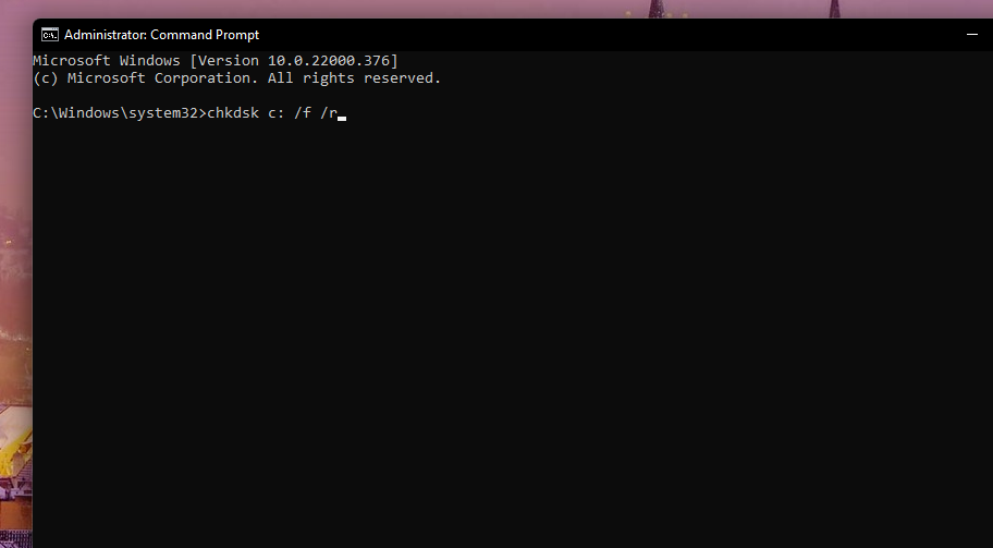 The chkdsk command windows 11 keeps freezing
