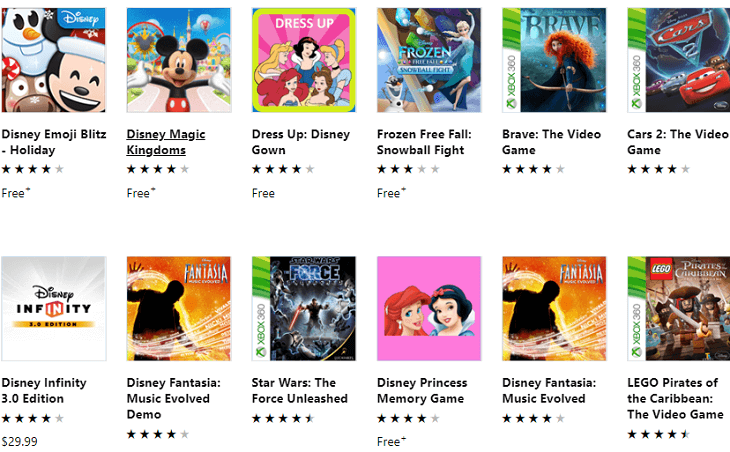 jeux disney windows 10