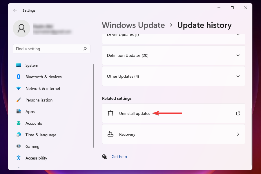 Uninstall updates