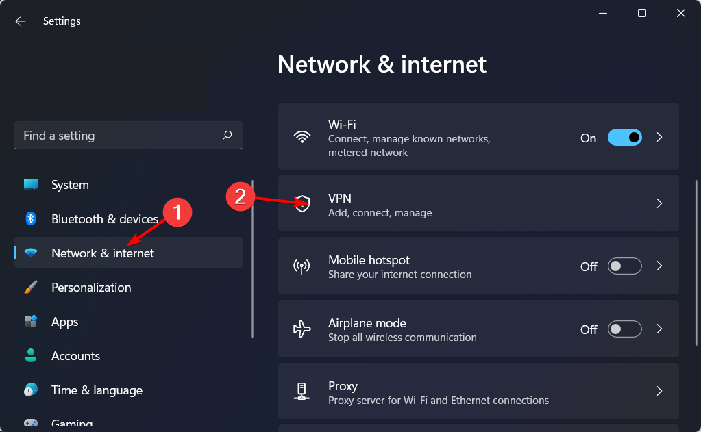 netzwerk und internet einstellungen app vpn ausgewählt