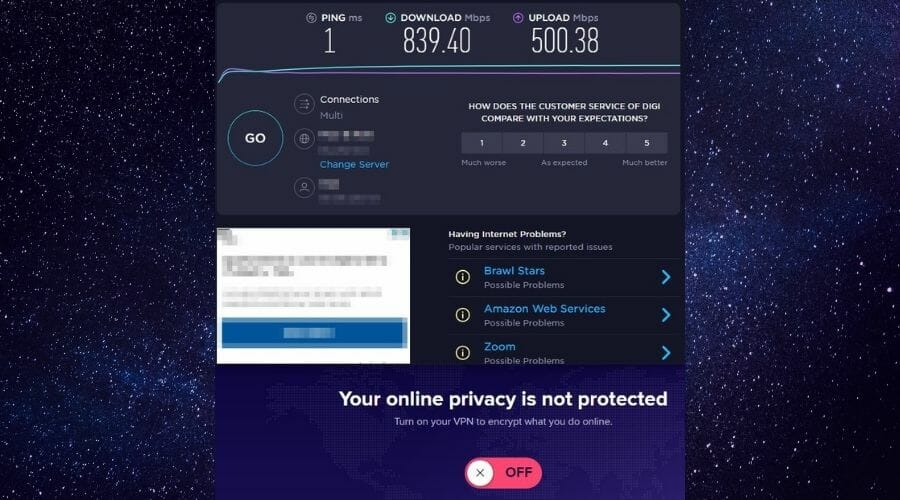 Speedtest sem Avast VPN