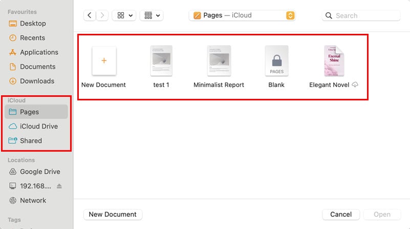 iCloud Pages Synchronisation