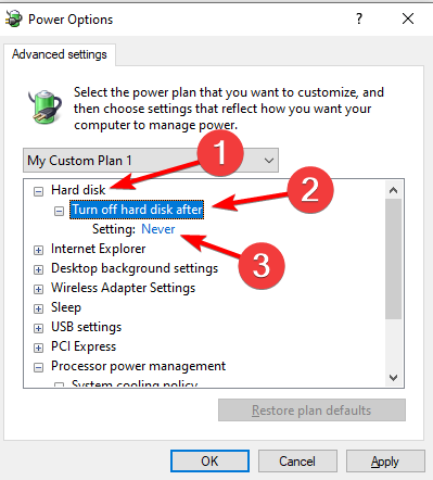 never-hard-disk windows 10 random shutdown