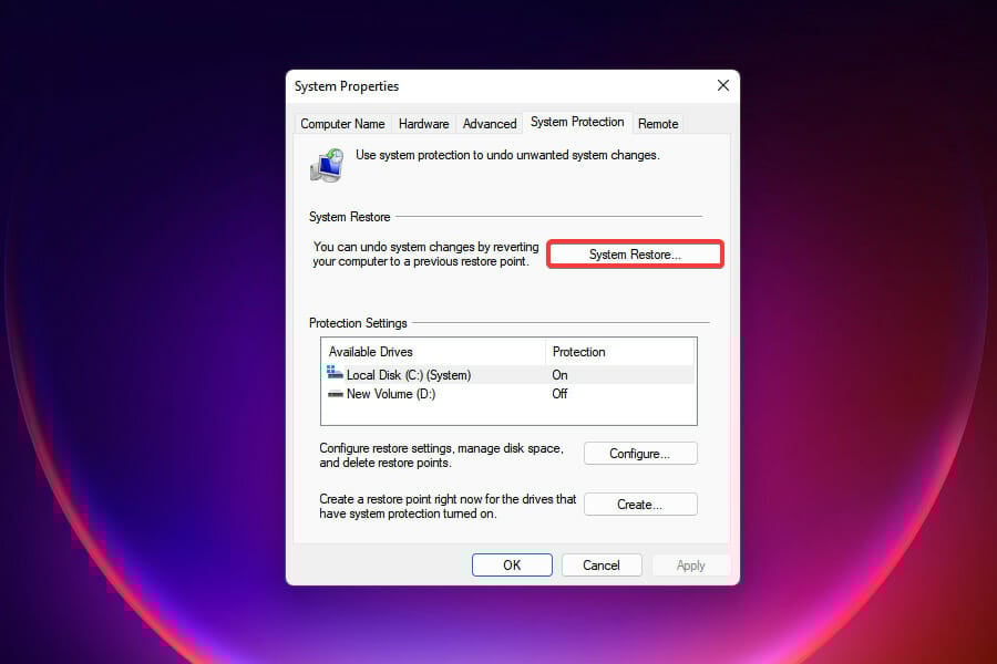 System restore