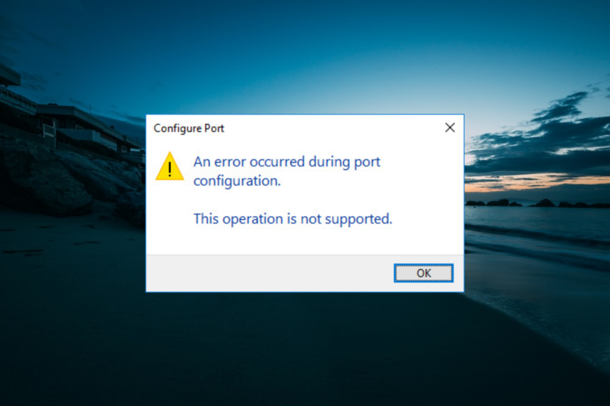 une erreur s'est produite lors de la configuration du port