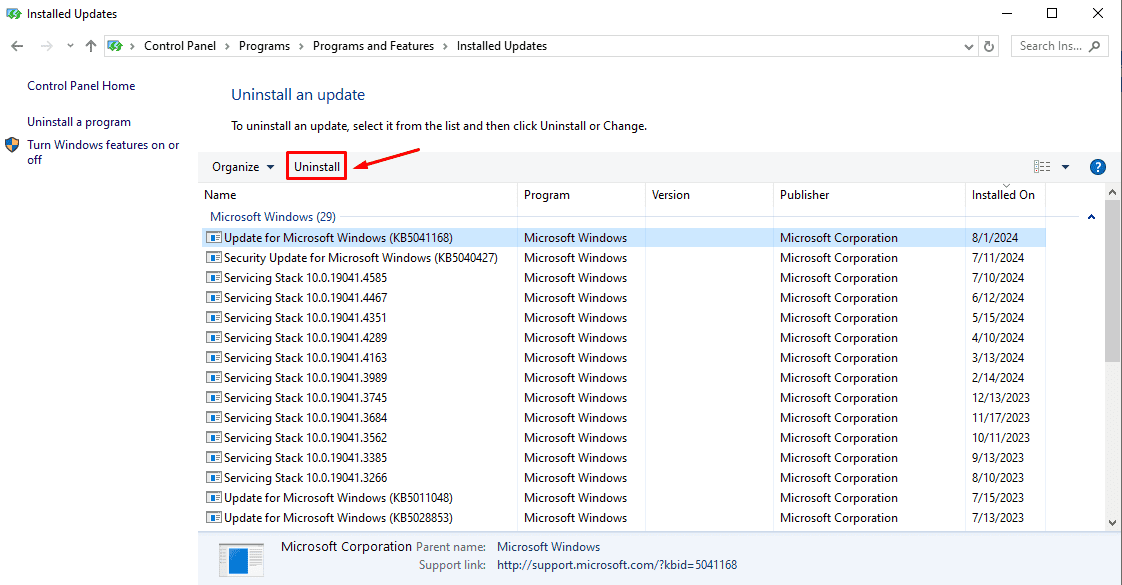 uninstall