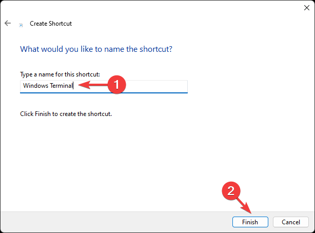Name the shortcut