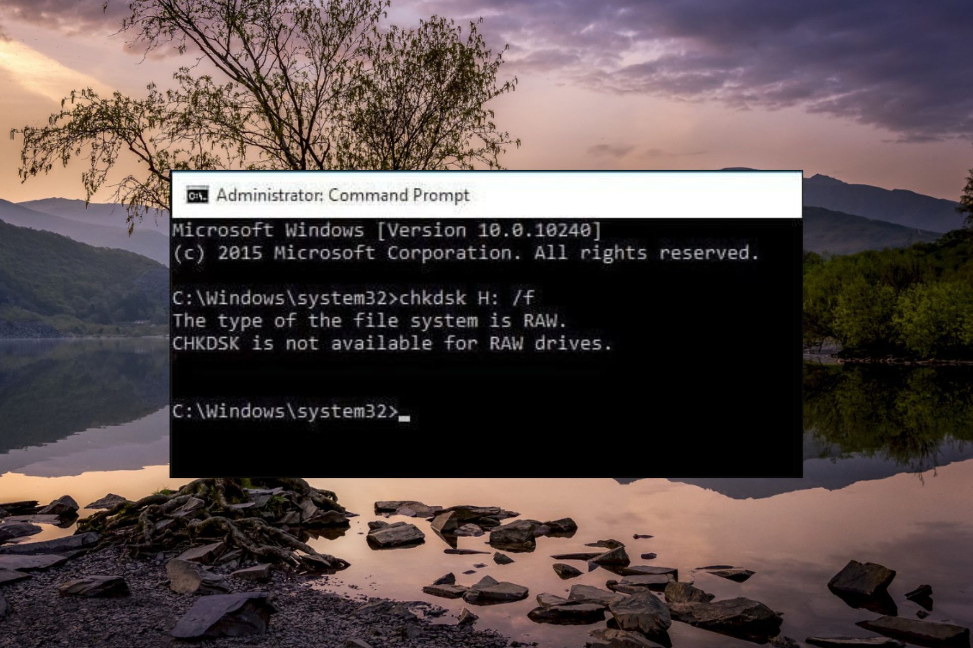 Erro: CHKDSK não está disponível para unidades RAW