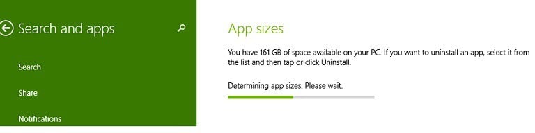 tamanhos de aplicativos windows 8