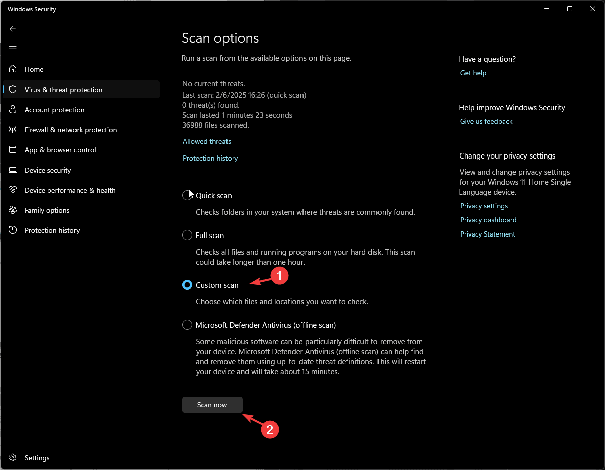 Escaneo personalizado AsSysCtrlService.exe archivo