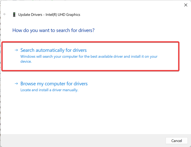 search automatically for display drivers