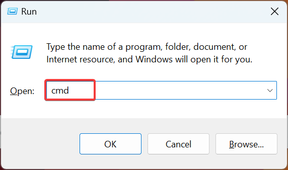 cmd in Run window