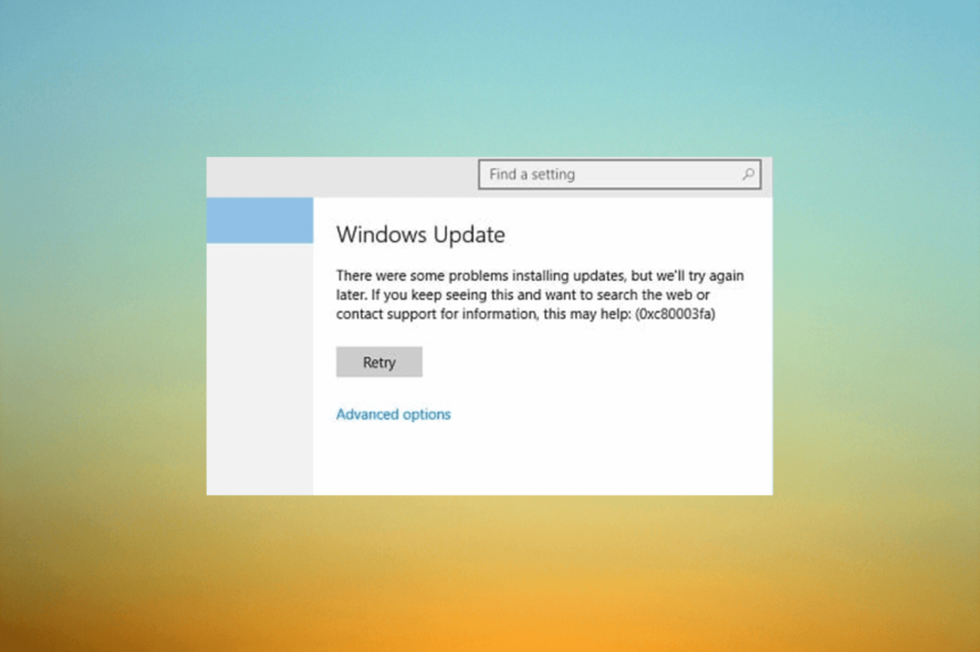 0xC80003FA Windows Update-Fehler