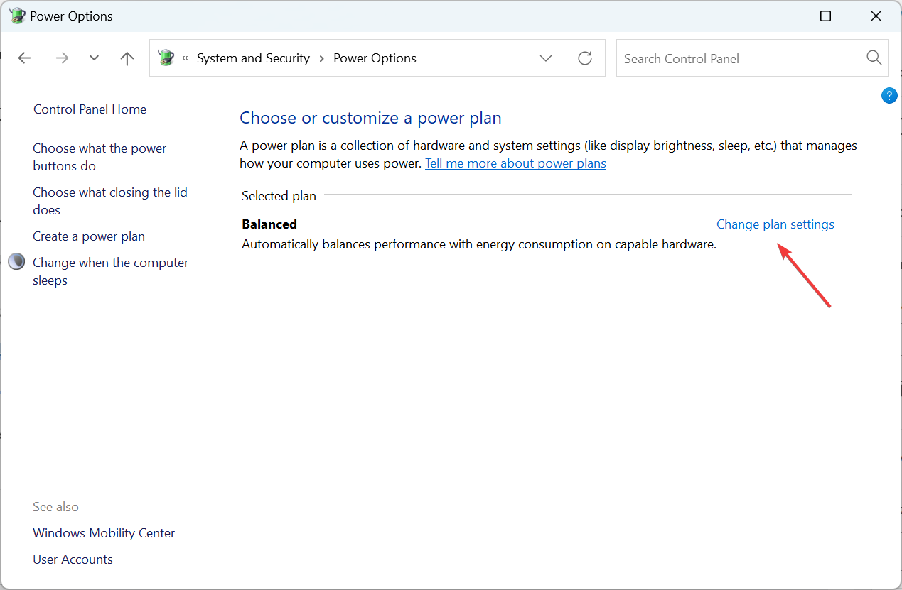 change plan settings