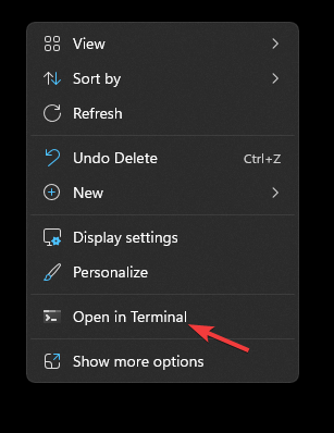 Contect menu, open in terminal 
