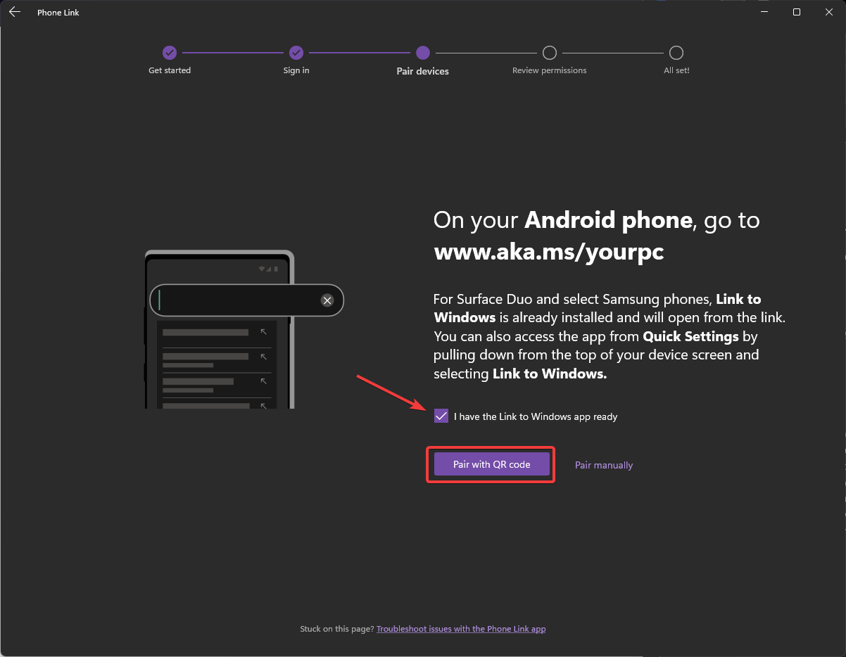Click Pair with QR Code.