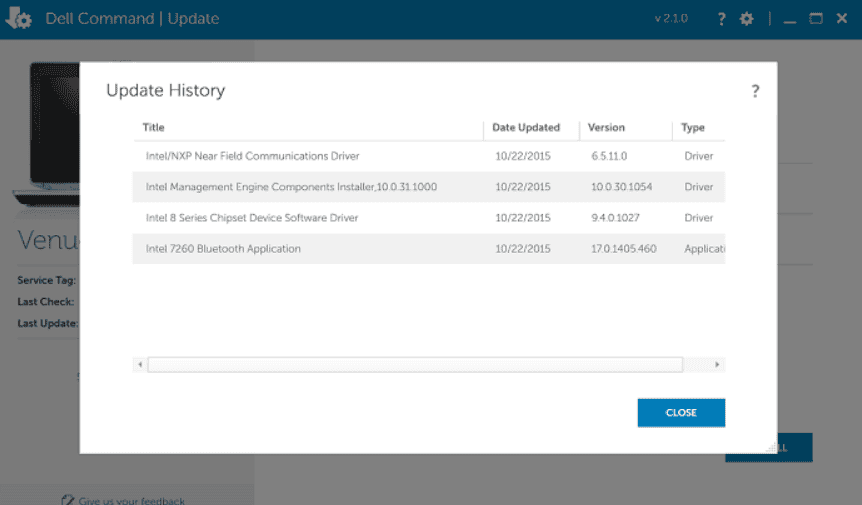 dell command update history