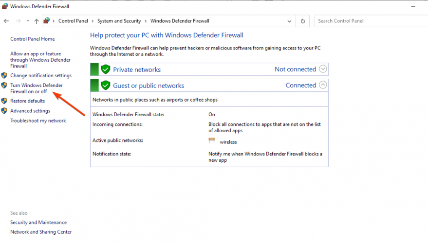 как отключить брандмауэр windows