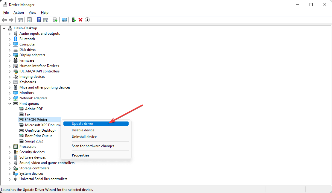 updating epson printer windows device manager