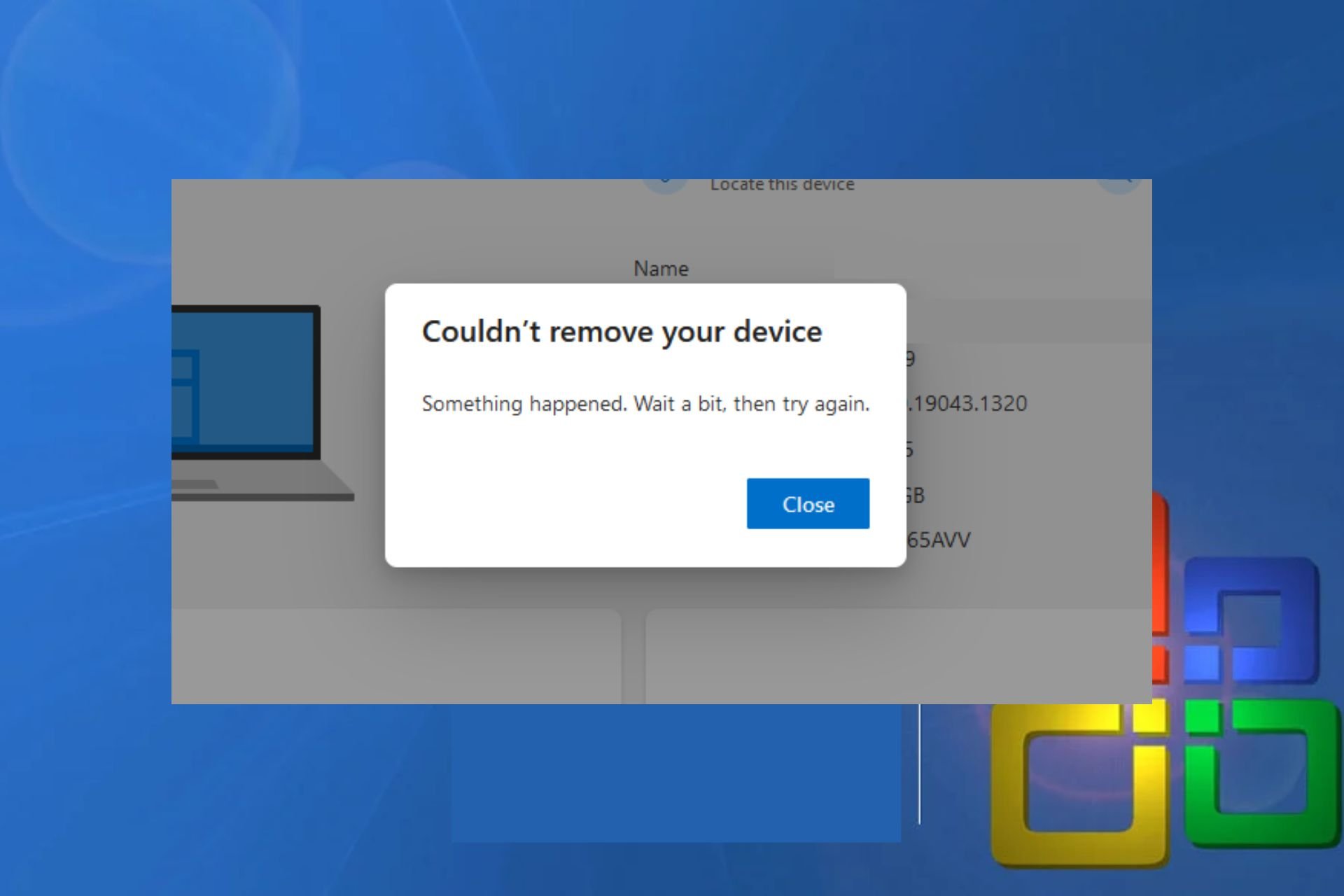 não é possível remover dispositivo da conta microsoft