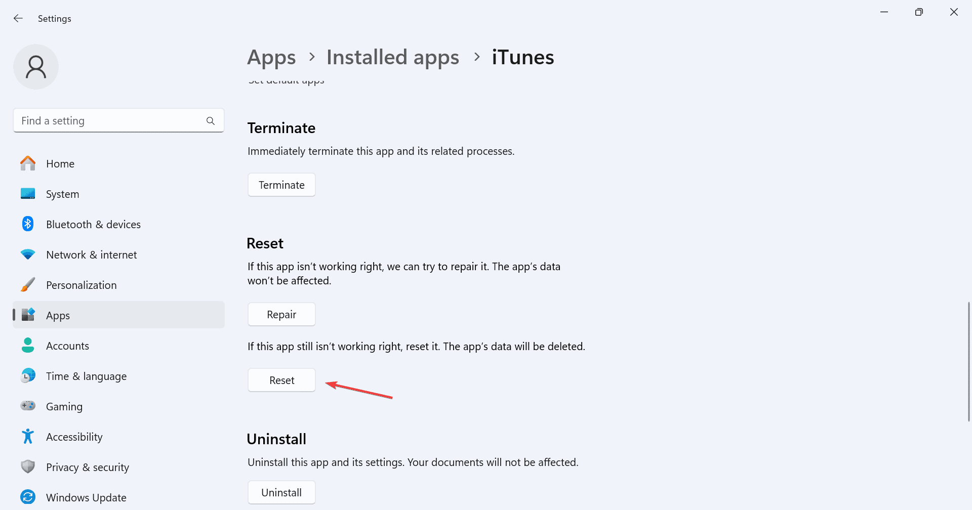 iTunesMobileDevice.dll 문제 해결을 위한 초기화