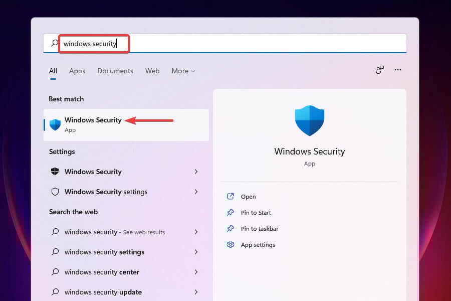 lancer Sécurité Windows