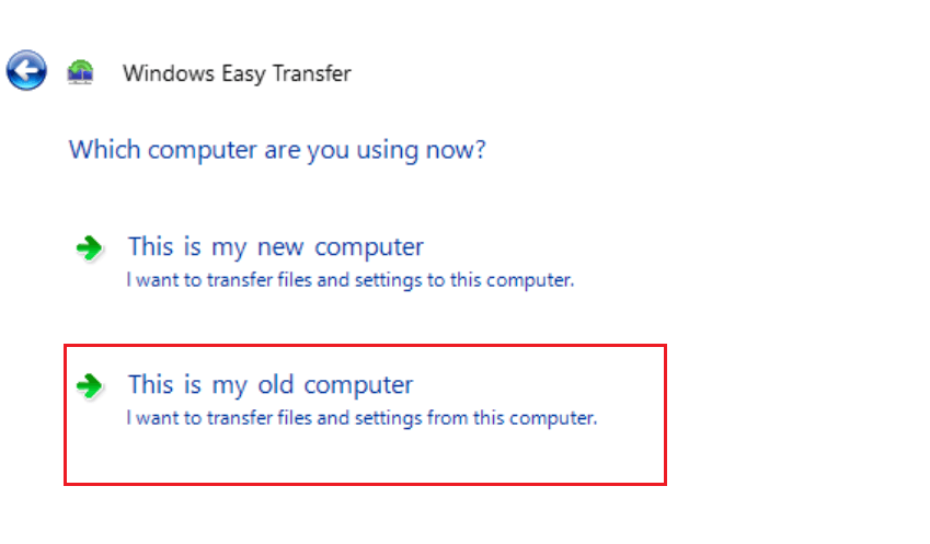 Windows 7からWindows 10へのファイル転送